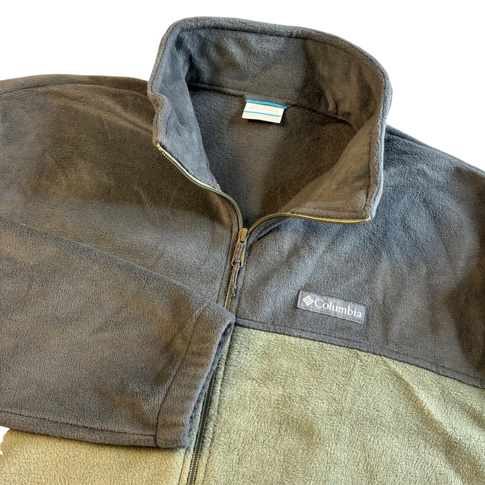 Columbia Steens Mountain Fleece Jacket Men's XXL Grey Green Full Zip Soft Heavy